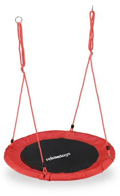 Produktbild von Relaxdays Nestschaukel, rund, für Kinder & Erwachsene, verstellbar, Ø 90 cm, Garten Tellerschaukel, bis 100 kg, rot