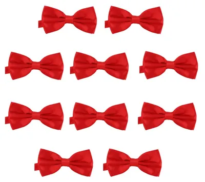 Produktbild von 10er Set DonDon Herren Fliege 12 x 6 cm gebunden und längenverstellbar rot