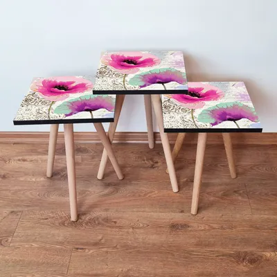 Produktbild von Skye Decor, 3Shp300 - Multicolor, Satztisch (3 Stück), Mehrfarbig, 100 % MDF, 35 x 35 x 52 cm