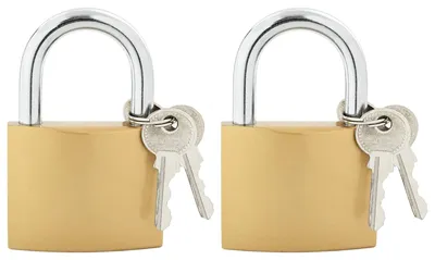 Image de vidaXL U-förmé cadenas avec clés, 2 pièces, en laiton et en fer