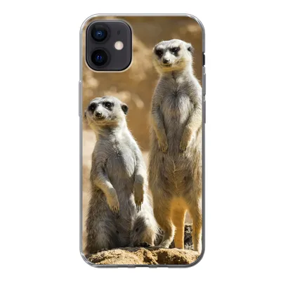 Produktbild von MuchoWow® Handyhülle Schutzhülle Hülle für iPhone 12 mini Felsen - Erdmännchen - Tiere Silikon Softcase Handy Hülle - Bild