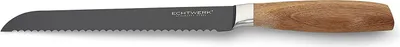 Produktbild von ECHTWERK Brotmesser aus hochwertigem Stahl, Brotmesser mit Wellenschliff, Küchenmesser, Spezialstahl, Griff aus Akazienholz, Klingenlänge: 20 cm, Black-Edition