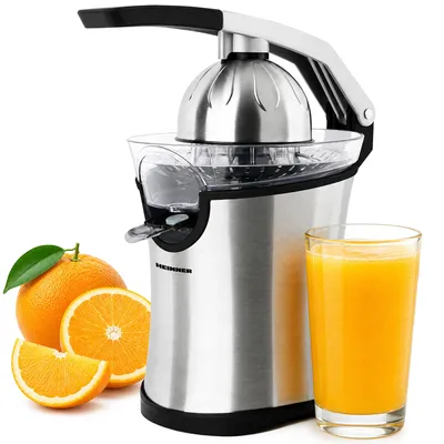 Productafbeelding van Heinner Aren 160 HCP-160SS Citruspers, 160 W, 2 Perskegels, Druppelstop, RVS, Zilver