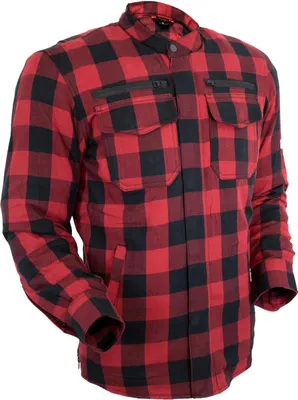Produktbild von Herren Motorrad Hemd Lumber Jacke Aramid mit Protektoren Wind und Wassersicht(M,Rot)