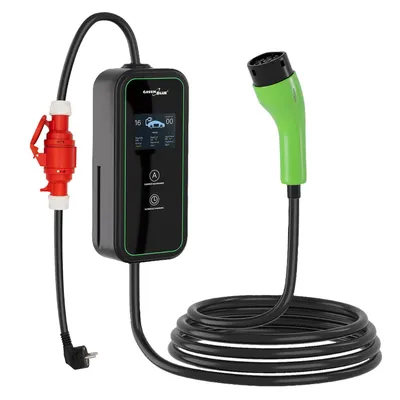 Productafbeelding van GroeneBlue-lader voor elektrische voertuigen (EV) en plug-in hybride voertuigen (PHEV), draagbaar, Type 2, kabellengte 6,8 meter, IP65, 11 kW, 220–380 V wisselstroom