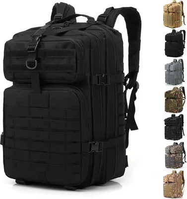 Produktbild von （Schwarz） Wasserdicht Militärrucksack Taktischer Rucksack 45L Militär Kampfrucksack Armee Rucksack MOLLE Assault Pack Taktischer für Outdoor Wandern Camping Trekking Angeln Jagd