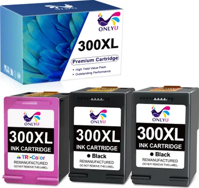 Produktbild von ONLYU 3er Druckerpatrone kompatible für HP 300XL DeskJet D 1600 2600 5500 5600 F 2400 4200 4400 4500 Series Envy 110 Series PhotoSmart C 4600 4700