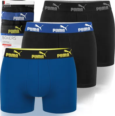 Obrázek produktu pro Puma Pánské Boxerské Šortky Black Bavlna 3-Balení