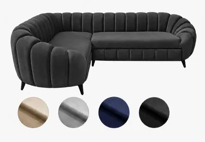 Produktbild von Verno Ecksofa 210x270 cm, HR45 Schaum und Bonellfedern, freistehend, moderne Steppung, dunkelgrau