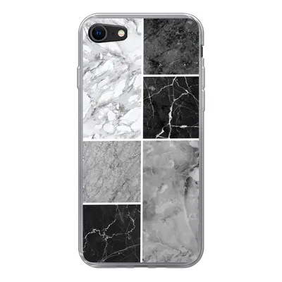 Produktbild von MuchoWow® Handyhülle Schutzhülle Hülle für iPhone 7 Marmor - Schwarz - Weiß Silikon Softcase Handy Hülle - Kartenhalter