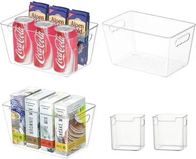 Productafbeelding van Unyqoos® 5-delige set transparante opbergboxen voor keuken en koelkast – BPA-vrij polyethyleen, stevig acrylplastic, ideaal voor fruit en groenten