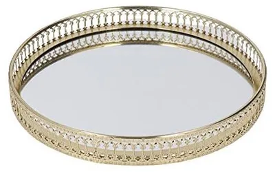 Image de Tiroir à maquillage doré - Tiroir décoratif - Forme géométrique - Design miroir - Espace de rangement - Adapté pour bar/restaurant - Plateau