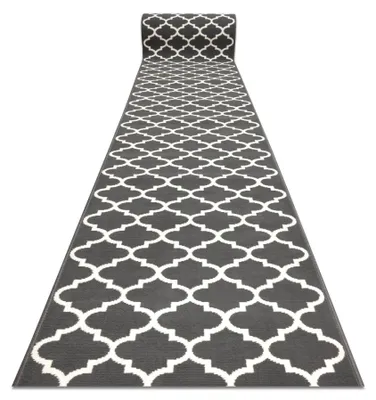 Image de TAPIS DE COULOIR BCF MORAD Trelis Treillis marocain gris / crème 120 cm gris 120x600 cm