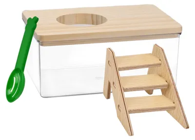 Image de Bac à sable pour hamster avec échelle et pelle - Pour petits animaux de compagnie