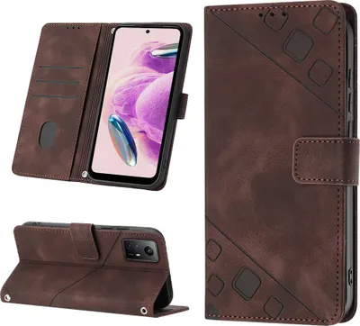 Produktbild von Hülle für Xiaomi Redmi Note 12S Prägung Flip Leder Brieftasche Schutzhülle mit Ständer Braun