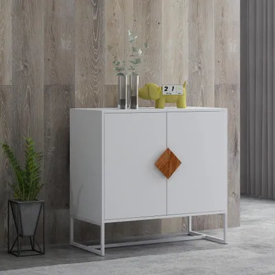 Produktbild von Kommode - Sideboard - Schrank - Aufbewahrungsschrank - Buffet - Moderne, weiße Kommode - Doppeltürig