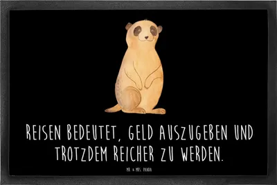 Produktbild von Mr. & Mrs. Panda Gummimatte Erdmännchen 40 x 60 cm - Schwarz - Geschenk, Reisen, Traveling, Afrika, Schmutzmatte, Roadtrip, Türmatte, Spruch, fußmatte, Schmutzfangmatte