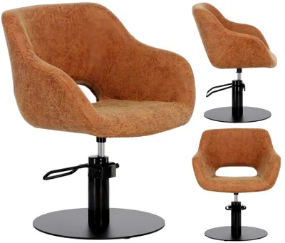 Obrázek produktu pro Křeslo pro kadeřníka Retro Hydraulický otáčivý do kadeřnického salonu chromovaný podnožek kadeřnické židle