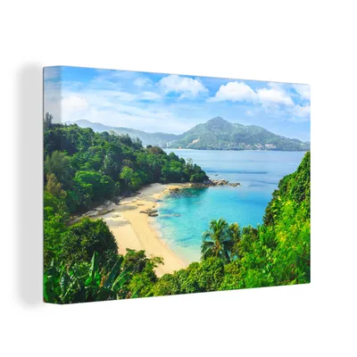 Produktbild von OneMillionCanvasses® - Leinwandbilder - 150x100 cm, Strand - Meer - Insel - Baum, Wandbilder Kunstdruck Wanddekoration