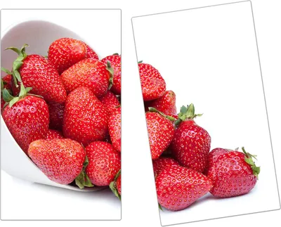 Produktbild von Spritzschutz Herdabdeckplatte Schneidebrett aus Glas Erdbeeren in Schüssel 2-Teilig (60x52cm)