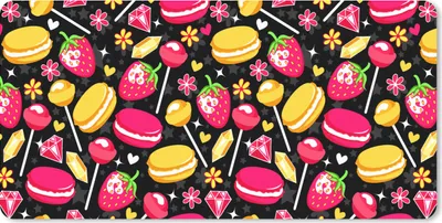 Produktbild von MuchoWow® Mauspad Mousepad Süßigkeiten - Muster - Erdbeere 60x30 cm - Mousepads - Maus Mat - Pad - Mausunterlage - Nachhaltig