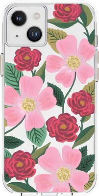 Obrázek produktu pro Rifle Paper Clear - Pouzdro zdobené zlatem pro iPhone 14 Plus (Rose Garden)