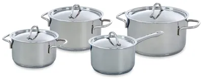 4-teiliges Edelstahl-Kochgeschirr-Set mit Deckeln, Induktion, bis 230 °C