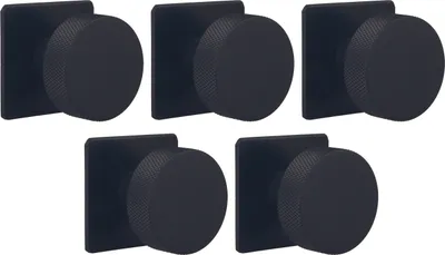 Immagine prodotto di Natural Goods Berlin Maniglie per mobili rotonde ACHSE, pomelli per mobili con ⌀35mm, pomelli per armadi adatti a spessori di ante di 15-22mm, maniglie per armadi da cucina, cassettiere, credenze ecc., nero, 5 pezzi