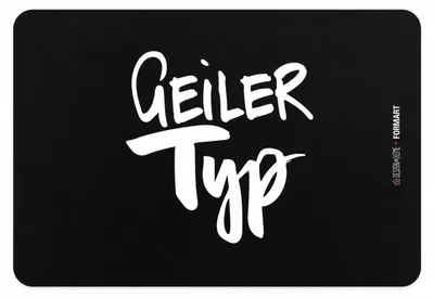 Produktbild von Frühstücksbrett 'Geiler Typ', Schwarz mit weißem Schriftzug, Resopal, 23,3 x 14,3 cm