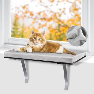 Immagine prodotto di Cuccia per gatti, lavabile, lettino prendisole, lettino per gatti fino a 16 kg, robusta, salvaspazio, 60 x 30 cm