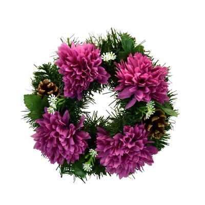 Productafbeelding van Krans met chrysanten in violette tinten, diameter 20 cm
