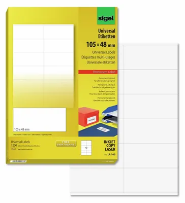 Universal-Etiketten weiß, 105 x 48 mm, 1200 Stück, 100 Blatt