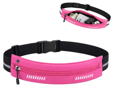 Imagen del producto de Cinturón para correr, impermeable, con bolsillo con cremallera, ajustable, con bandas reflectantes, ideal para deportes