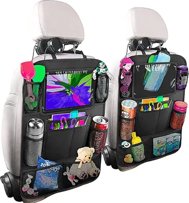 Produktbild von Auto Rückenlehnenschutz Rücksitz Organizer für Kinder Multifunktional Schwarz, Menge:2 Stück
