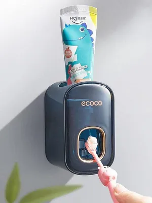 Zdjęcie produktu dla Automatyczny dozownik pasty do zębów, do montażu na ścianie, wodoodporny, czarny