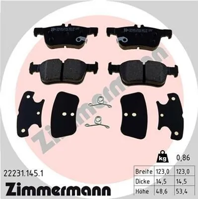 Produktbild von ZIMMERMANN Bremsbeläge Satz Hinten Bremsklötze für FORD Kuga Mk2 (DM2) 22231.145.1