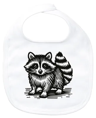 Produktbild von Huuraa Baby Lätzchen Waschbär Comic White Klettverschluss  Baumwolle Latz Geschenkidee