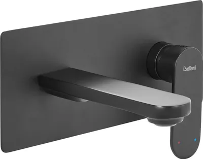 Produktbild von BELIANI Wandmontierte Waschtischarmatur Schwarz aus Messing Einhebelmischer Mischbatterie Wandmontage Wandarmatur Waschbecken Badezimmer