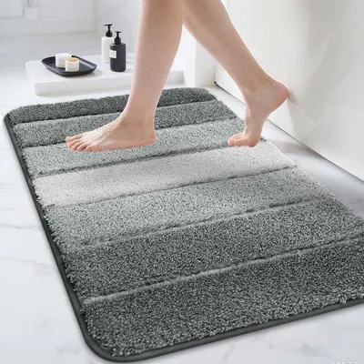 Obrázok produktu pre Uniqoos® Podložka pod vaňu – mäkká a protišmyková, 60 x 90 cm, sivá, 100% mikrovlákno, savá plyšová vrchná vrstva s TPR protišmykovou spodnou vrstvou, vhodná do sprchy a kúpeľne