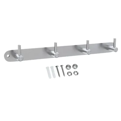 Produktbild von Intirilife Edelstahl Garderobenleiste Modell B - 4 Haken - Kleiderhaken Garderobe Hakenleiste in 5 verschiedenen Designs