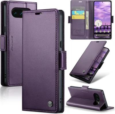 Image de Étui pour Google Pixel 10A, blocage RFID, étui en cuir à rabat avancé avec fonction support, violet