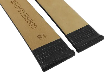 Produktbild von Minott Uhrenarmband Leder Eidechsenprägung flach schwarz Dornschließe, Stegbreite:18mm, Schließe:Silbern