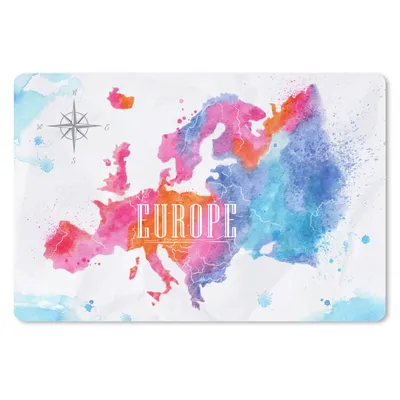 Produktbild von MuchoWow® Schreibtischunterlage Karte - Aquarell 60x40 cm - XXL Mauspad - Großes Mauspad