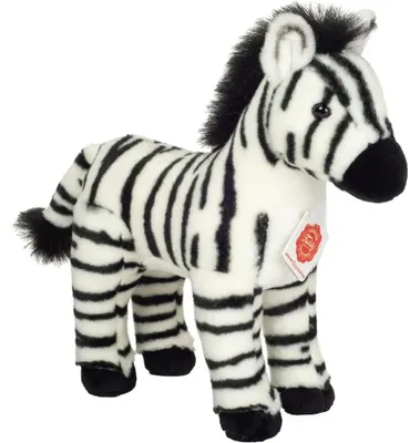 Immagine prodotto di Teddy Hermann Zebra, Kuscheltier, Stofftier, Plüschtier, Exotisches Wildtier, Schwarz Weiß, 25 cm, 904823