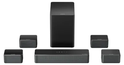 Image de Barre de son 7.1 avec effet sonore surround virtuel - Subwoofer sans fil - Métal - Pour téléviseurs et jeux