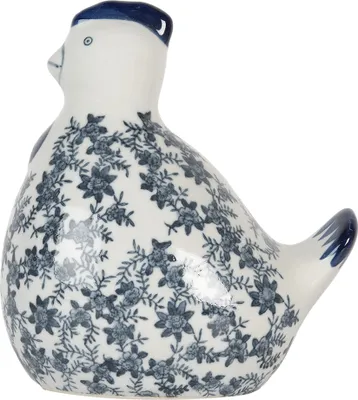 Immagine prodotto di Clayre & Eef figurina decorativa pollo 18x12x21 cm Vetroceramica bianca blu