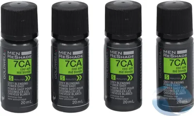Four small bottles of Goldwell Men ReShade hair color product.