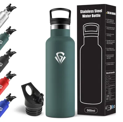 Produktbild von Trinkflasche Edelstahl 500ml BPA-frei mit Strohhalm für Kinder Outdoor