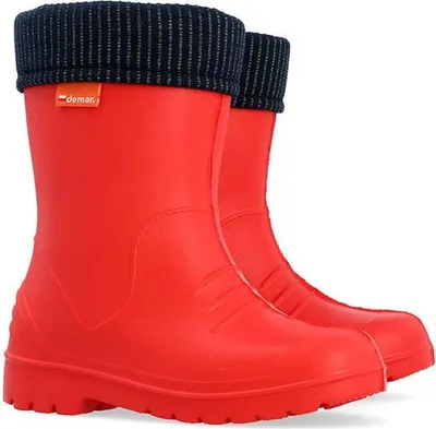 Produktbild von DEMAR Kinder Gummistiefel DINO Gefüttert Regenstiefel mit Einlage Ultraleicht Rot 36/37