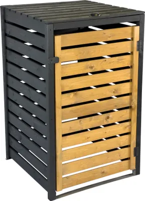 Produktbild von dobar Mülltonnenverkleidung 120 L, schwarz-braun, 67x69,5x112 cm